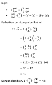 Diberikan vector a=[(6)(1)] dan b=[(3)(6)] 2a⋅b