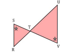 Jika segitiga RST dan segitiga TUV sebangun maka sudut-sudut yang bersesuaian adalah .....