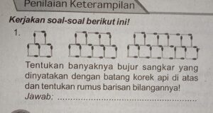 Tentukan banyaknya bujur sangkar yang dinyatakan dengan batang korek api diatas dan tentukan rumus bilangan nya